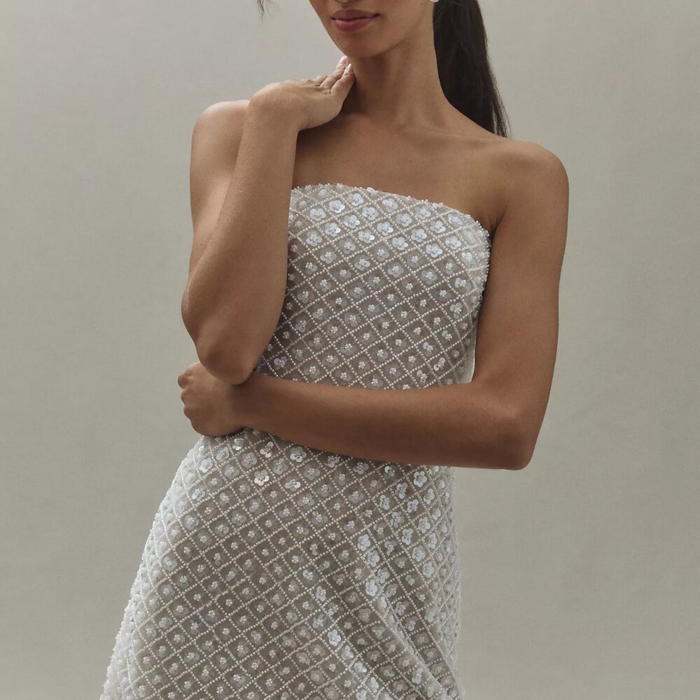 *brand new* Anthropologie Watters Crescendo Strapless Bow Mini Dress - wedding